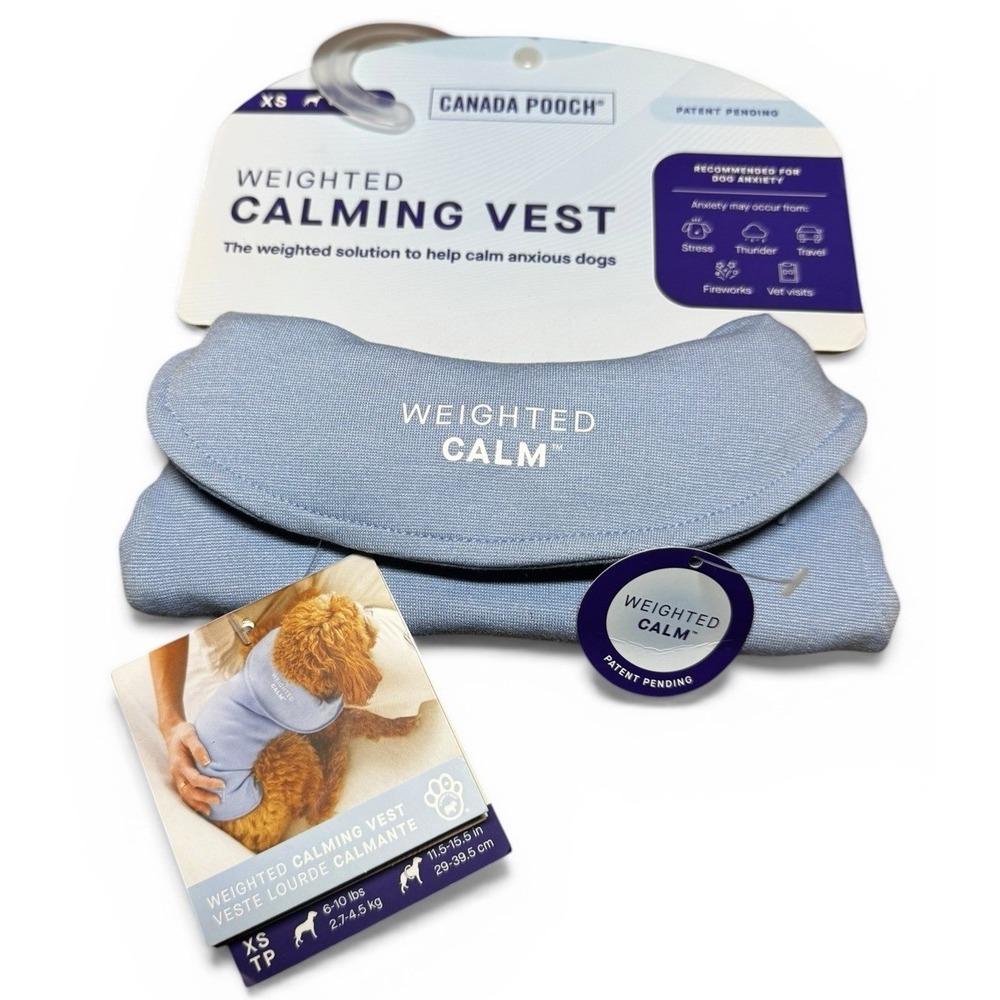 Canada Pooch Weighted Calming Vest Dog Blue XS Anxiety Relief